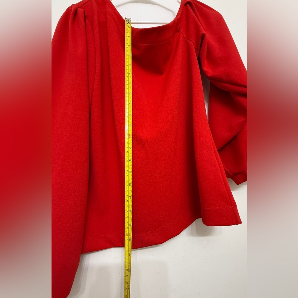 Banana Republic One Shoulder Red Puff Sleeve Blouse Top M - Picture 10 of 11